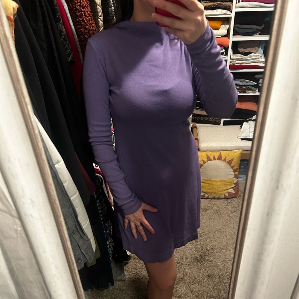 Michael Stars Purple Long Sleeve Mini Dress
